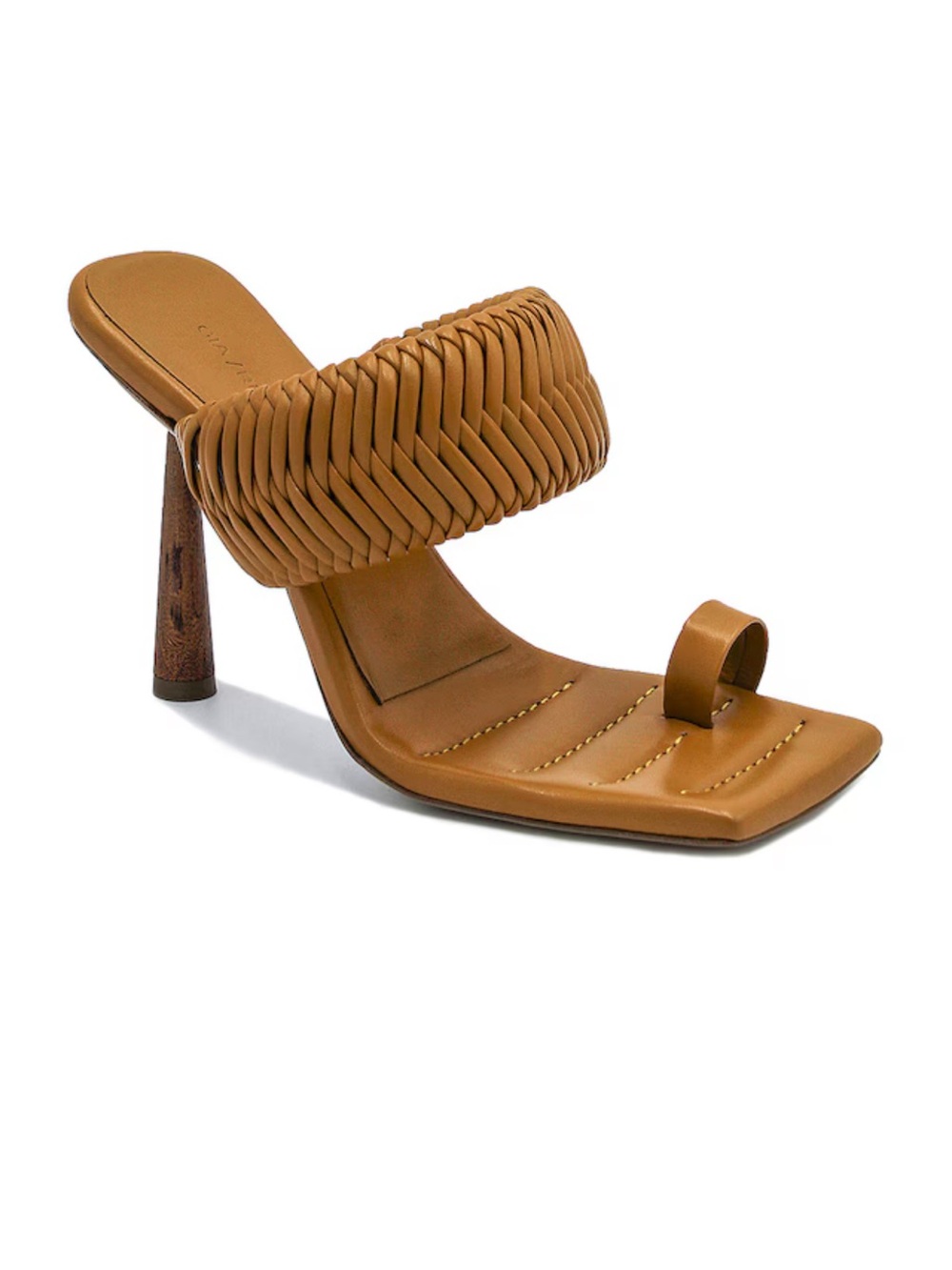 Gia Borghini Cognac Woven Toe-Ring Mule Heel